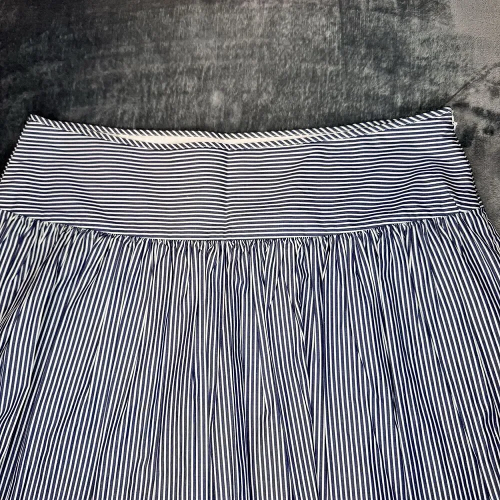 Gap Sz 12 100% Cotton Blue White Striped Skirt Nautical Full Blue A-Line Lined